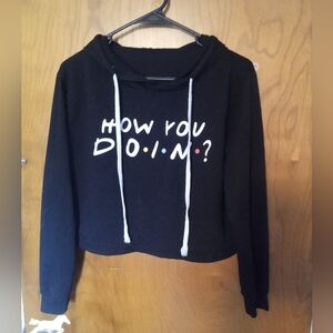'friends' how you doin crop hoodie
